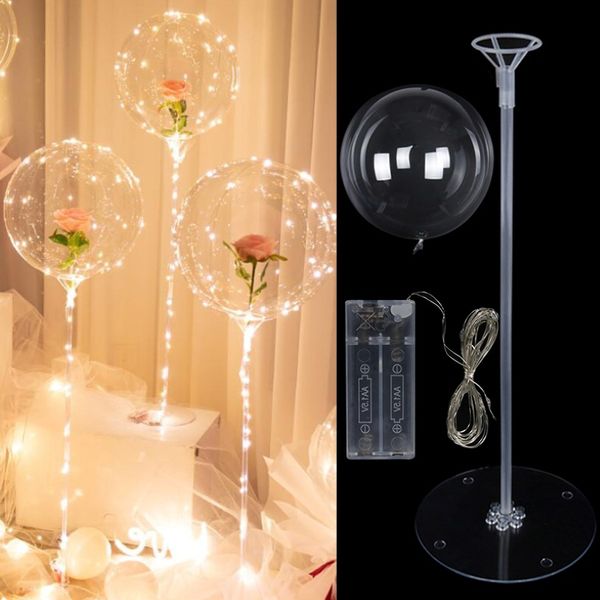 35 cm 70cm Stand de ballon en plastique Balloons LED Decor Bobo Baloon Stick Stand avec batterie lumineuses pour le mariage de la fête de Noël 287L