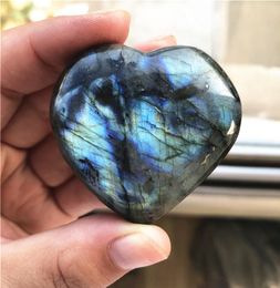35 cm Belle couleur Natural Labradorite Heart Crystal Rough Polished Gemstone Healing Reiki Crystal for Home Decoration3033664
