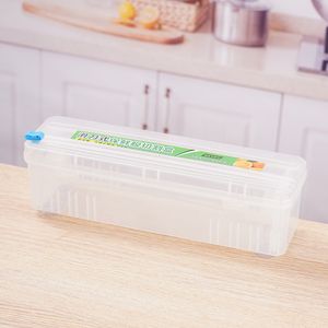 Cortador de película transparente de 35cm, dispensador de papel de aluminio para envolver alimentos, caja de almacenamiento para cocina, portacuchillas afiladas de plástico, accesorios de herramientas de cocina