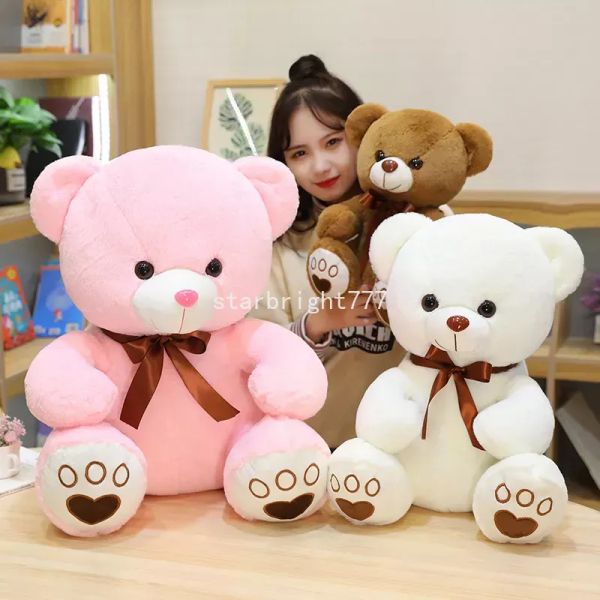 35cm lindo paraeer silk cinta oso de peluche muñeca grande kawaii abrazo oso peluche juguete regalos de San Valentín para regalos de cumpleaños de niñas