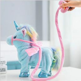 35 cm Electric Walking Unicorn peluche drôle jouet parlant jouet Unicorn chant de musique jouet en peluche pour enfants cadeau 240329