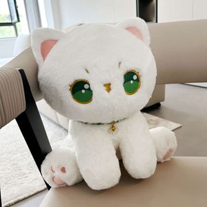 35 cm kawaii katten pluche gevulde witte kat speelgoed met groene ogen plueshies anime dieren pop voor kinderen babymeisjes kerstcadeaus