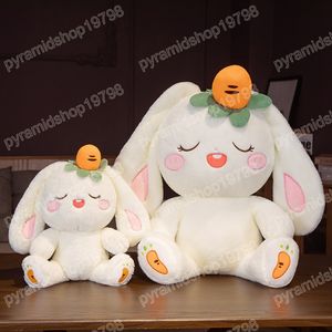 Lapin blanc en peluche Kawaii de 35cm, poupée douce avec oreiller de carotte, pour filles, garçons, enfants, cadeau pour petite amie