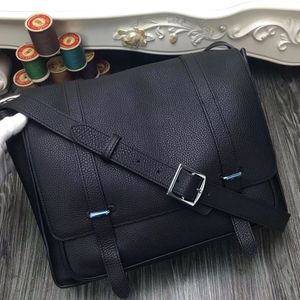 Bolso de mensaje de 35 cm para hombre y mujer bolso de marca de calidad hecho a mano diseñadores monedero calidad togo cuero cera costura negro muchos colores para elegir