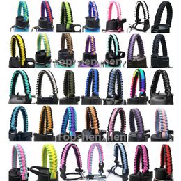 35 kleuren paracord handvat past brede mond water fles thermo fles 12 oz tot 64 oz herbruikbare sportflessen handvatten accessoires overlevingskabel met veiligheidsring