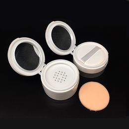 35 g / ml plastic lege poeder case w / spiegel gezicht poeder make-up jar reist kit blusher cosmetische make-up containers w / sifter flip-up deksels bladerdeeg