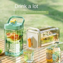 35L grande capacité réfrigérateur bouteille d'eau froide avec robinet extérieur Portable distributeur cuisine Drinkware jus conteneur 240129