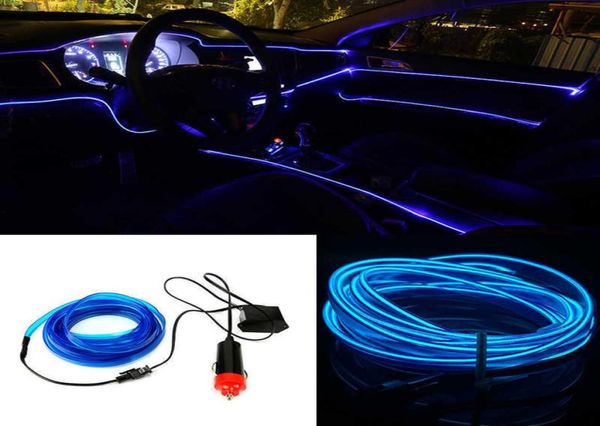 Lumières froides LED pour voiture, 35m, 12V, néon Flexible, fil EL, lampes automobiles sur bande lumineuse, éclairage intérieur, décoration, Strips4769026