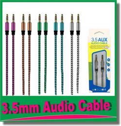 Câble d'extension AUX auxiliaire de 3.5mm, cordon stéréo mâle en tissu métallique ininterrompu, 1M, pour Samsung MP3, haut-parleur et tablette PC3285297