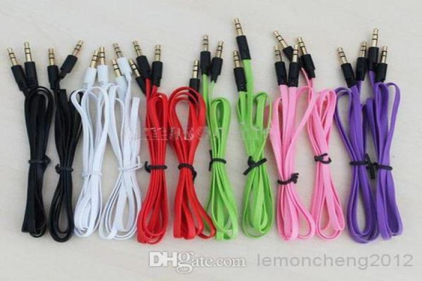 Câble AUX Audio stéréo mâle à mâle de 35mm pour écouteurs téléphones mobiles mélange de couleurs nouilles plates 2642132