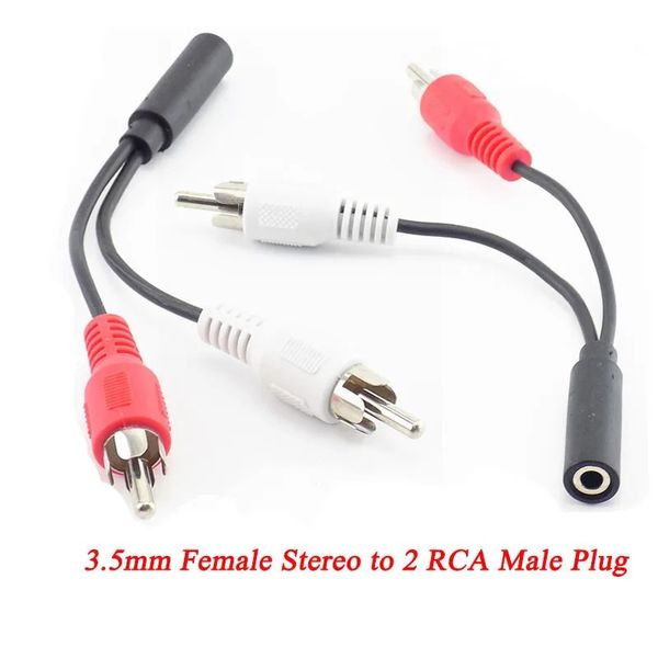 Câble d'adaptateur Stéréo AUX 35 mm avec connecteur féminin RCA et 2 adaptateurs masculins RCA pour la connexion à socket audio câble de la musique casque