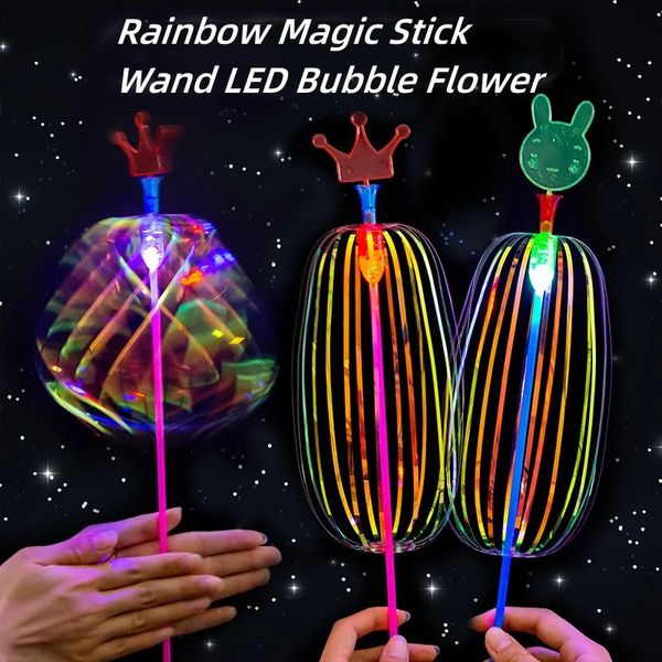35pcs magic torsion bulle bobine bague arc-en-ciel LED Bubble Bubble Stick Colorful Bubble Wand Kids Lumin Luminy Toys Mariage Party Cadeaux 240515