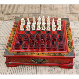 35pcsset objets de collection haut de gamme Vintage chinois en terre cuite guerriers jeux d'échecs ensemble cadeau pour les dirigeants amis Family240111