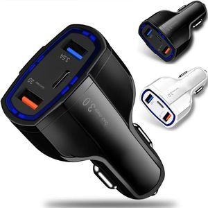 Chargeur de voiture 35W 7A à 3 Ports, Type C et USB QC 3.0, avec technologie Quick Charge 3.0, pour téléphone portable, GPS, Power Bank, tablette PC