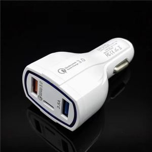 Chargeur de voiture 35W 7A 3 ports Type C et adaptateur USB QC 3.0 avec technologie Qualcomm Quick Charge 3.0 pour téléphone portable GPS Power Bank Tablet