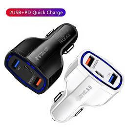 35W 7A Carga rápida PD Cargador de coche USB-C 3 puertos Cargadores de coche para vehículos Adaptadores de corriente automáticos para Ipad Iphone x 12 13 14 15 Htc Android teléfono pc mp3