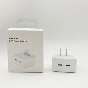 35W Dual USB-C Port Power Adapter Charger voor Pro Max Samsung Note 20 US EU UK 35 Watt Type-C Adapter AAA