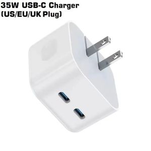 Adaptateur secteur 35w à double port USB-C, bloc de chargeur mural rapide, prise US EU UK