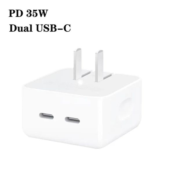 35W double USB-C adaptateur d'alimentation rapide Charge QC3.0 PD chargeur USB Type C PD35W Charge murale de téléphone intelligent pour Apple iPhone 15 13 14 12 Ipad Macbook Max Pro Samsung EU US