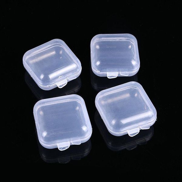 35x35x17mm mini caixa pequena de plástico transparente jóias tampões de ouvido caixa de armazenamento recipiente grânulo maquiagem transparente organizador caixas de presente dmksr