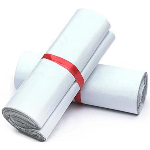 35x55cm White poly mailer bolsas de embalaje de plástico productos correo por Courier suministros de almacenamiento correo autoadhesivo paquete bolsa Lot263x