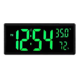 36.3 * 16 * 4 cm Large Digital Wall Clock Alarm Brightness Donkerder bij nacht Vochtigheid Temperatuur Tafel Klokken Elektronische LED Clocks 211110