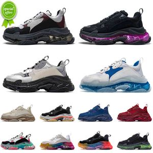 36-45 Triple S Clear Sole Trainers Luxurys Designers Shoes Casual Mujer Hombre Old Dad Shoe Paris 17FW Vintage Track Crystal Bottoms Sneakers Tamaño