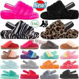 Diseñadores Australia zapatillas para mujer pelusa sí plataforma deslizante mini botas sandalias de piel peluda diapositivas zapatilla plana