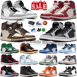 Jump man 1 basketbalschoenen 1s heren dames voor UNC Toe Bred Patent Gorge Lucky Green University Blue Denim Chicago Dark Mocha Royal Toe sportschoenen