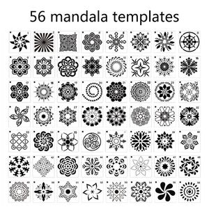 36/56 Hojas Diy Hollow Mandala Mandala Dibujo Plantilla de pintura DOT