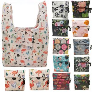 36 * 56cm Opvouwbare Recycle Boodschappentas Eco Herbruikbare Polyester Tote Cartoon Floral Fruit Groente Kruidenierswinkelopslag