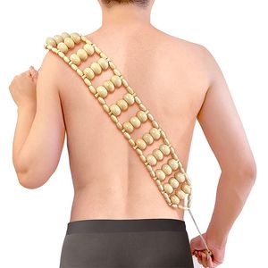 36 balles Corde à rouleau de massage en bois en bois, Thérapie de thérapie en bois Délibéré de massage, outils d'auto-massage pour le cou de dos de la douleur du cou