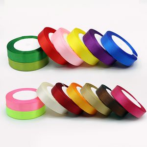 36 colores 25 mm 25 yardas / rollo Trabajo hecho a mano Poliéster Seda Cintas de satén Arco Decoraciones para fiestas en casa DIY Regalos de Navidad Envoltura 986 V2