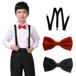 36 couleurs pour enfants suspense à nœuds papillon set garçons filles accolades élastiques y-suspenders avec une courroie de mode à nœud ou enfants pour bébés enfants wly935