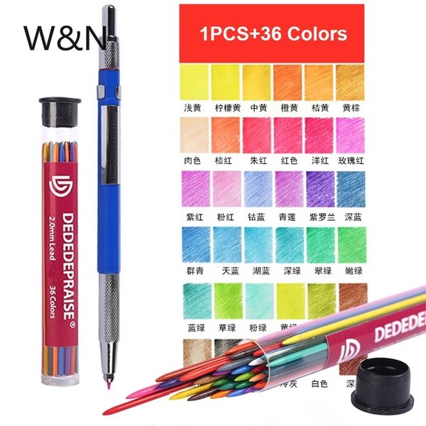 36 kleuren 2,0 mm mechanische potloden set schrijven tekenen met 36 kleuren potloden navulstiften kern briefpapier school kantoorbenodigdheden 201214