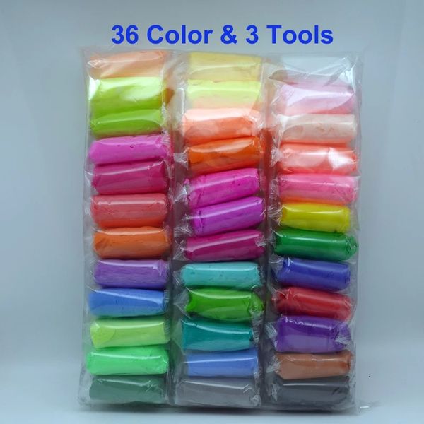 36 couleurs pâte à modeler pâte à modeler sèche à l'air jouet éducatif 5D pour enfants cadeau pâte à modeler pâte à modeler légère Slimes enfants polymère 240112