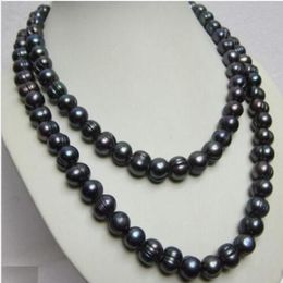 Collier de perles noires de la mer du sud, 36 pouces, rare, tahitien, 11-13MM, fermoir en or 14 carats, 241i