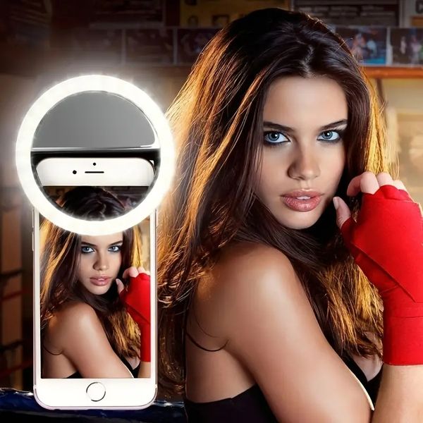 Anneau lumineux à 36 LED pour selfie – Cercle portable rechargeable par USB à clipser pour iPhone, téléphones intelligents, ordinateur portable, iPad, photographie, appareil photo vidéo – Parfait pour les selfies de maquillage des filles.