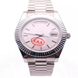 36 Luxury Men's's Watch DayDate Style White Striped Struited Sphality Sapphire Glass Automatic Movement 316L INOXYLY STEEL ST237W