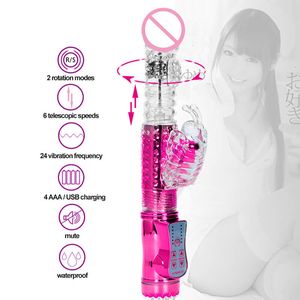 36 Modes USB Rechargeable Rotation Lapin Vibromasseur Étanche Vibrant Anal Gode G Spot Clitoris Stimulateur Sex Toys pour Femme Y191017