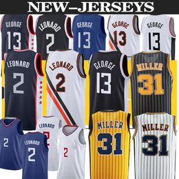 Kawhi 2 Devin Paul 13 George Los Angeleses Basketball Jersey Indiana Reggie 31 Miller basketbal jerseys mannen top S-2XL