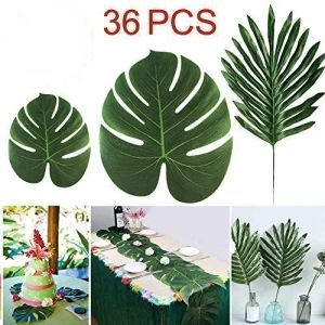 36 pièces 3 sortes de feuilles de palmier artificielles plante tropicale fausses feuilles feuilles de safari hawaïen Luau fête fournisseurs décorations, Tiki Aloha LL