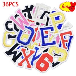 36 pièces lettres chiffres patchs brodés pour vêtements fer sur alphabet coudre noir rouge or bleu blanc rose en vrac Parche Lot ensembles