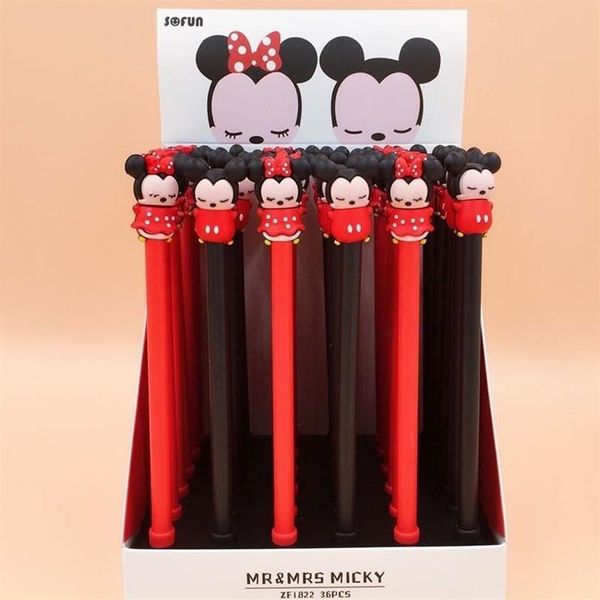 36 pcs / lot Souris Gel Stylo Pour L'écriture Mignon Animal Encre Noire signature stylo Fournitures Scolaires Papeterie cadeau 210330269a