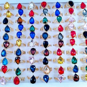 36/PCS Nieuwe sieraden Dames Alloy Glass Hart Vintage Stijl gekleurde stenen ringmix en match Simple Women's Ring Sieraden Groothandel