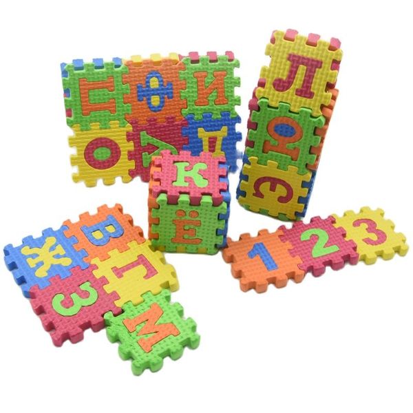 36 pièces / lot alphabet russe EVA, lettre de lettre, puzzle pour nourrisson, tapis de mousse de bricolage, tapis, enfant, enfants jouent à un jeu de sport, tapis de gymnase, jouets doux