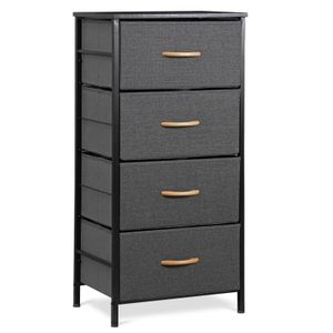 36-inch stoffen dressoir met opbergruimte voor toren met 4 lades voor slaapkamer Dary Grey