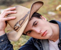 Chapeau de Cowboy occidental en cuir pour hommes, 36 styles, 100, pour gentleman papa, Cowgirl Sombrero Hombre, casquettes grande taille XXL, grande tête 22030230533832617399