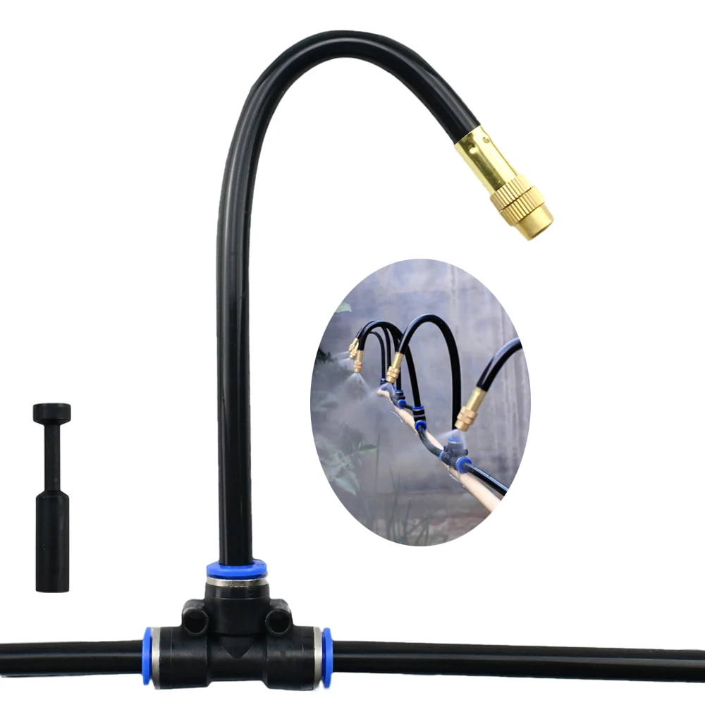 360°Ajustable Free Bending Copper Mist Nozzle Universal with 6mm 8mm 10mm 12mmプッシュロックジョイントティーコネクタガーデンウォータースプラ