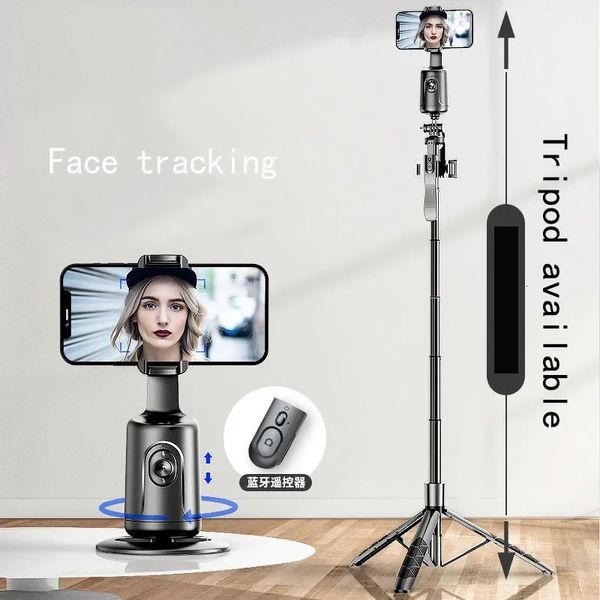 Stabilisateur de cardan de suivi automatique du visage à 360 °, support de téléphone intelligent avec trépied AI, pour vidéo en direct Tiktok Vlog 240322